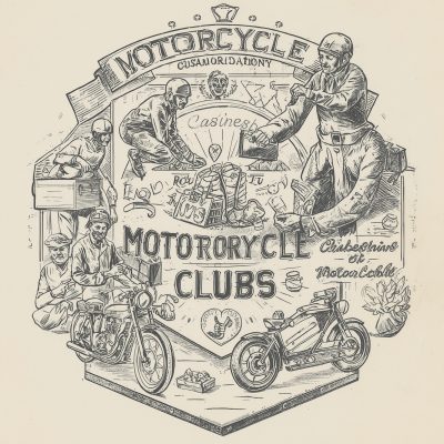 Ilustração de motociclistas organizando doações em ações sociais de Moto Clubes