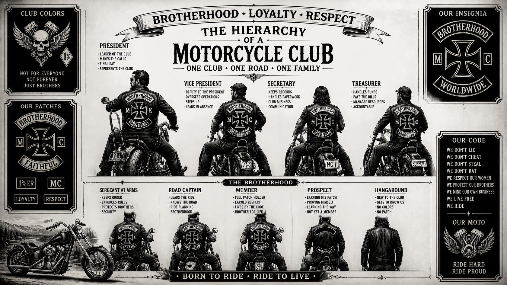 Integrantes de um Moto Clube reunidos planejando atividades e demonstrando organização e espírito de equipe.